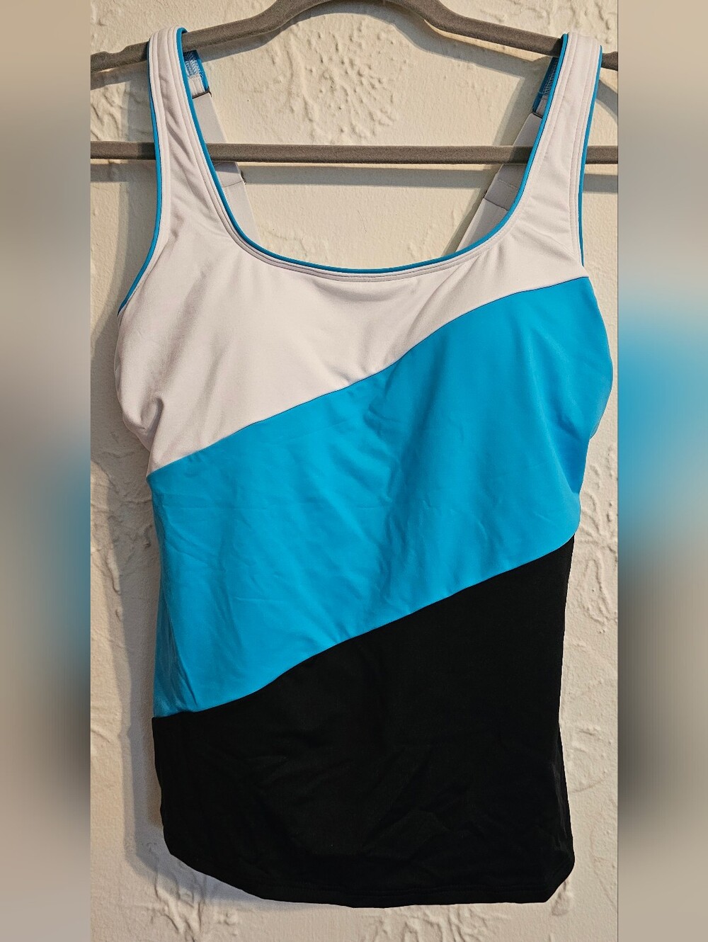 Lands' End Tankini Top Blue Black And White Women's NWT Size 4